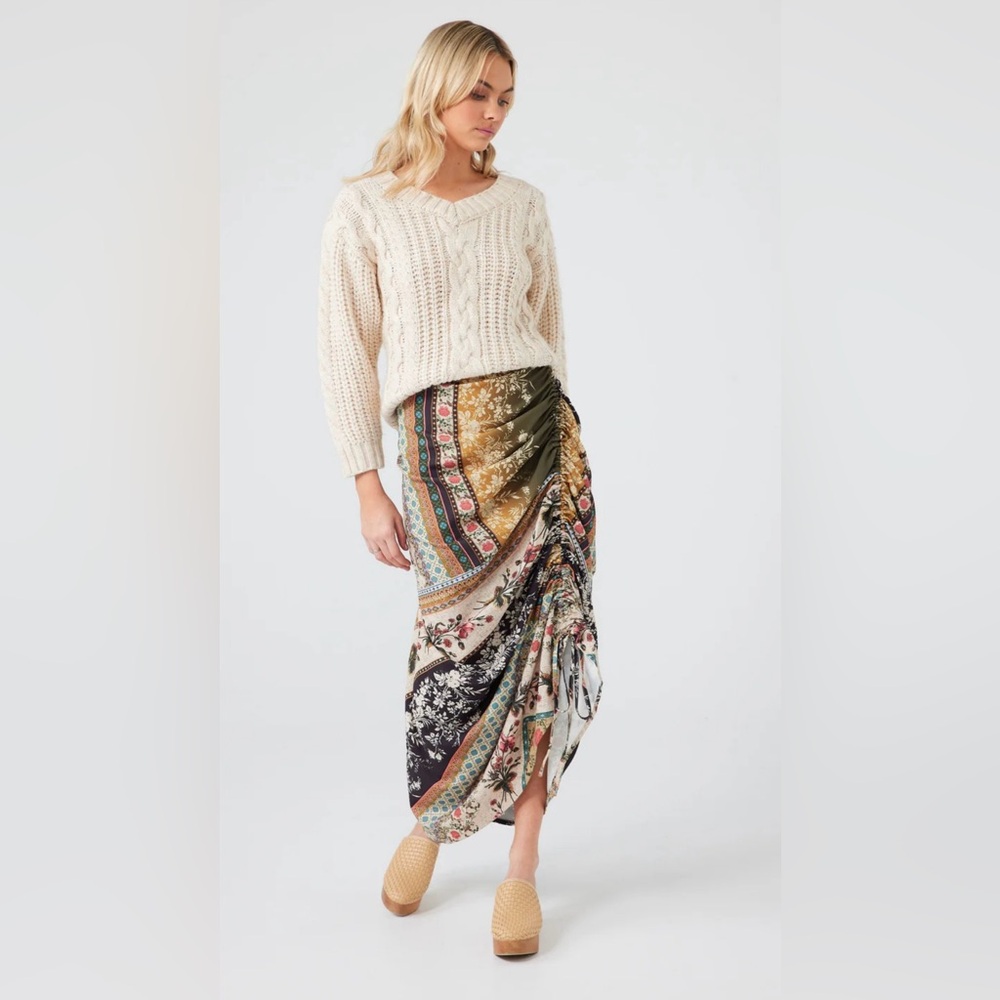 Talisman Womens Olive Floral
Maxi Skirt Size S